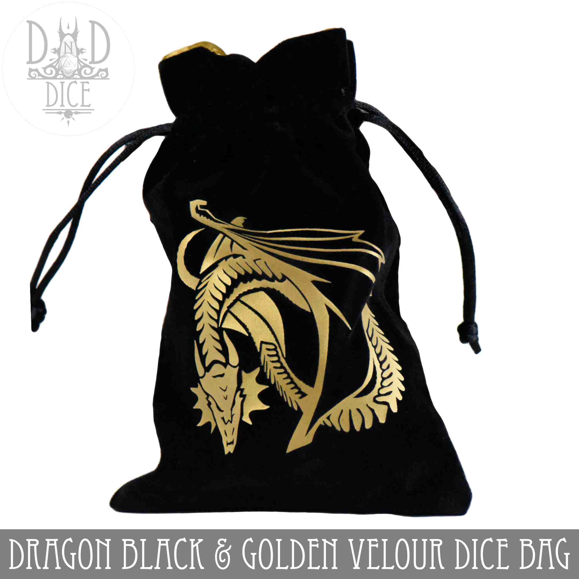 Dragon Black and Golden Dice Bag
