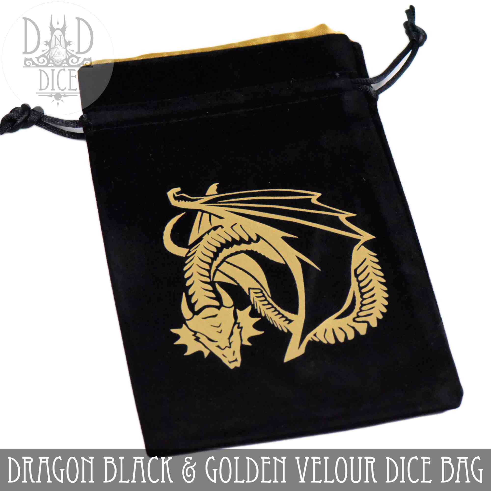 Dragon Black and Golden Dice Bag