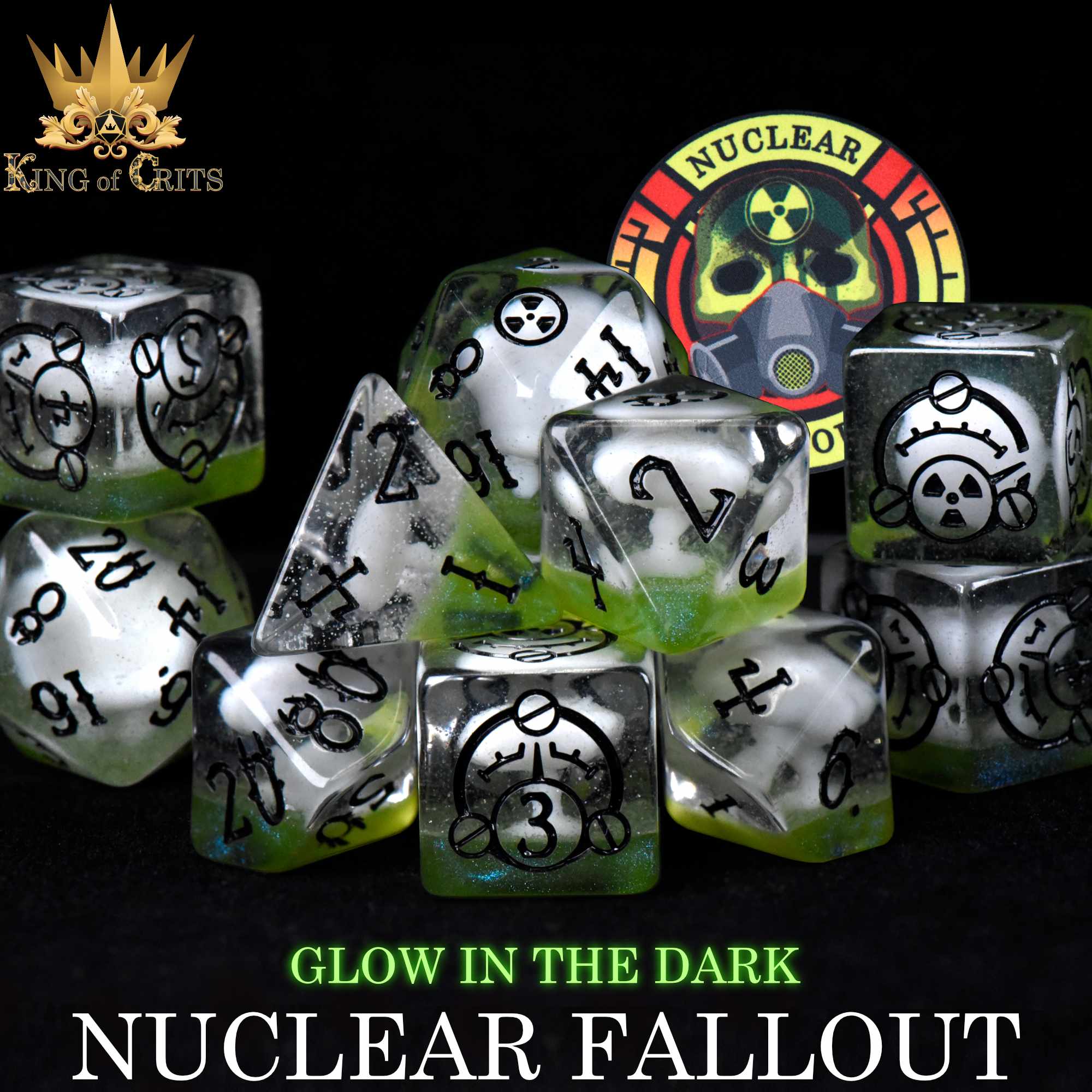 Nuclear Fallout - 11 Dice Set (Glow)