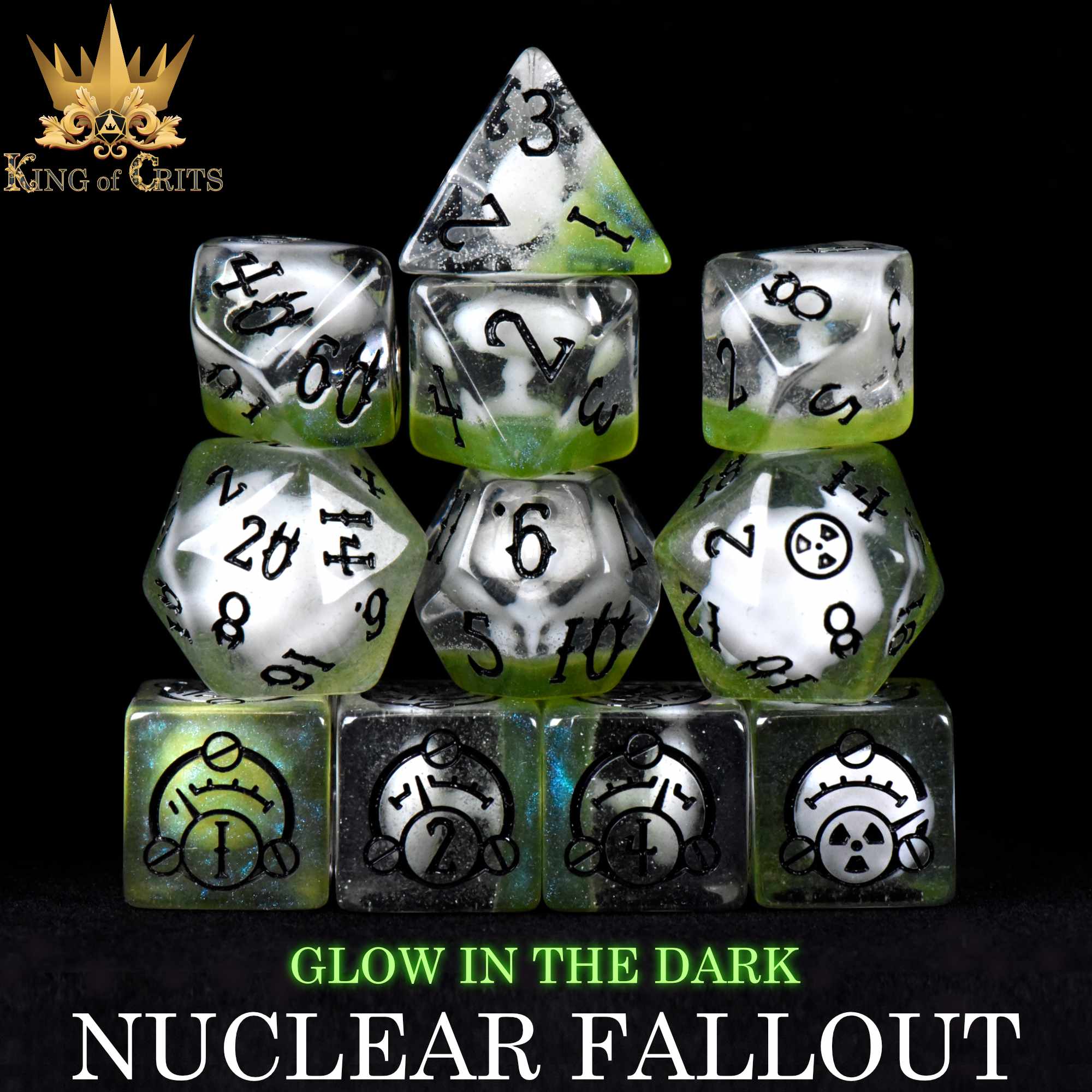 Nuclear Fallout - 11 Dice Set (Glow)