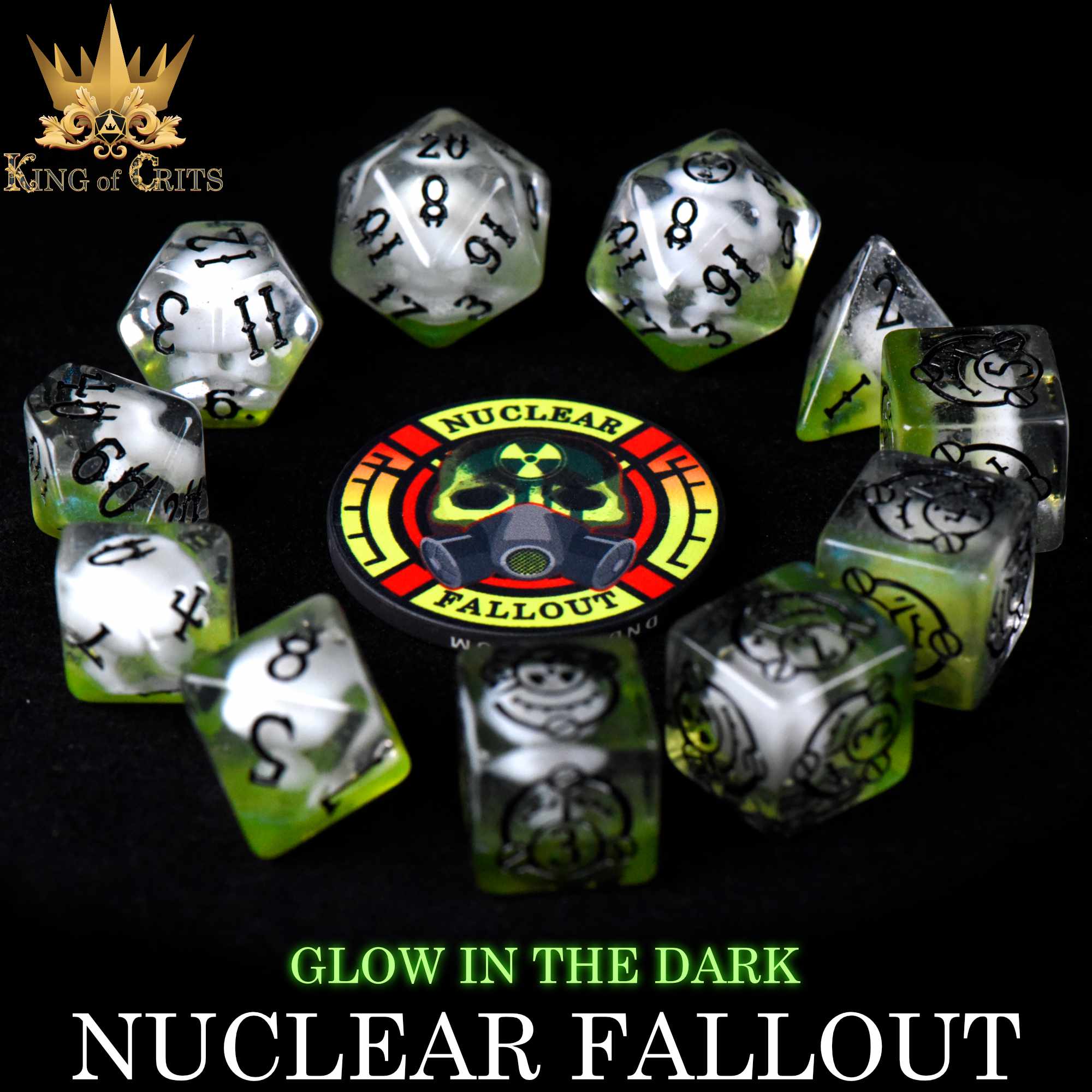 Nuclear Fallout - 11 Dice Set (Glow)