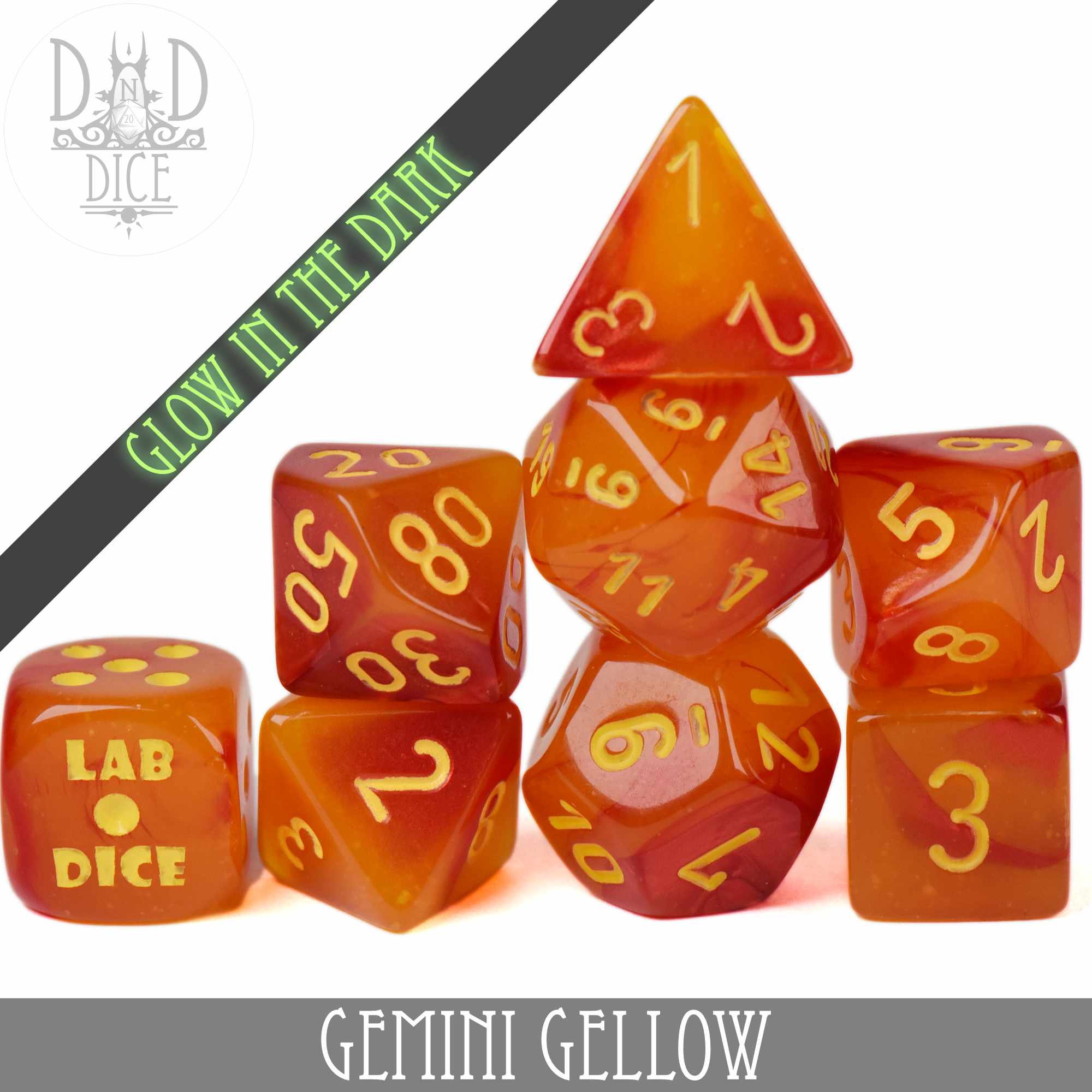 Gemini Gellow - 8 Dice Set