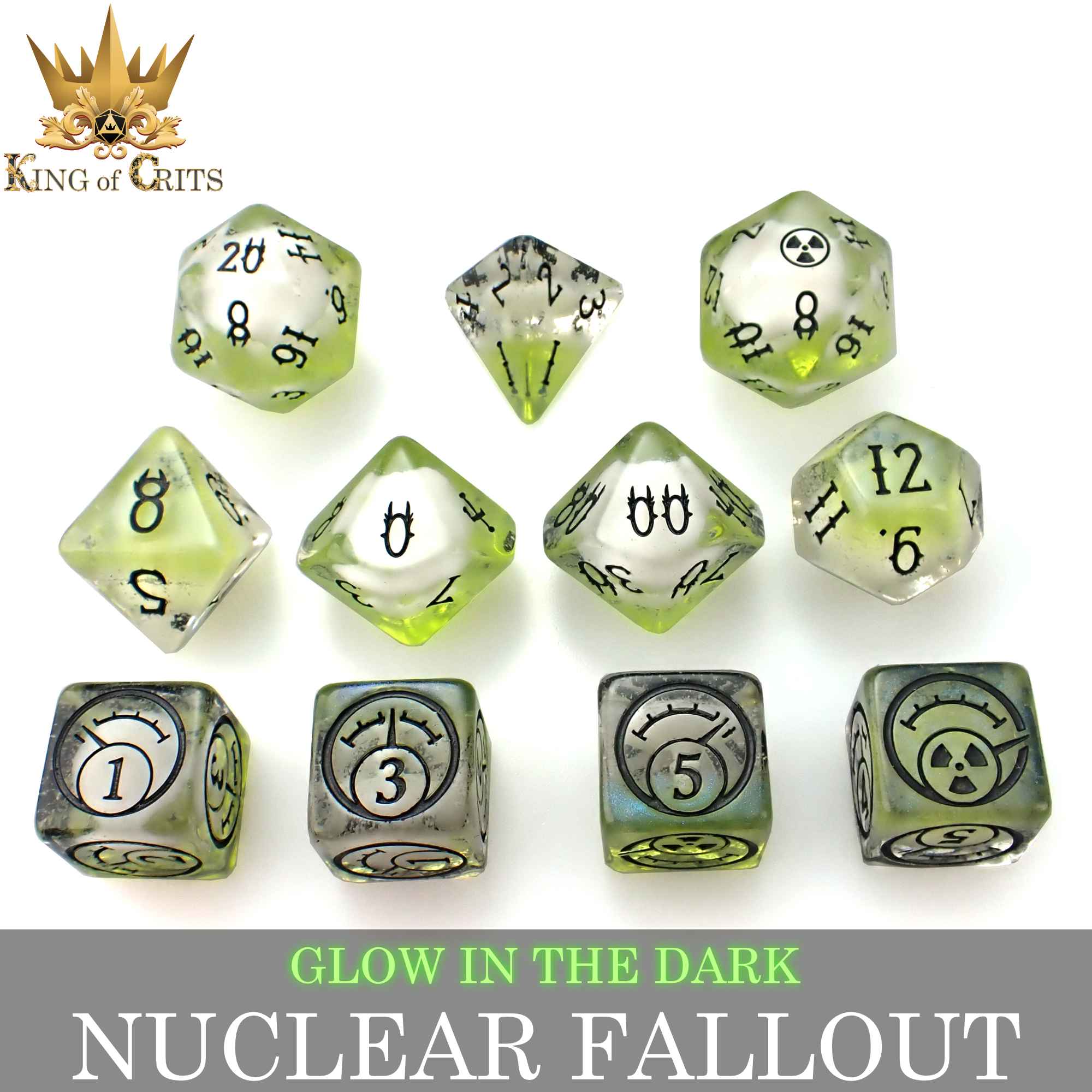 Nuclear Fallout - 11 Dice Set (Glow)