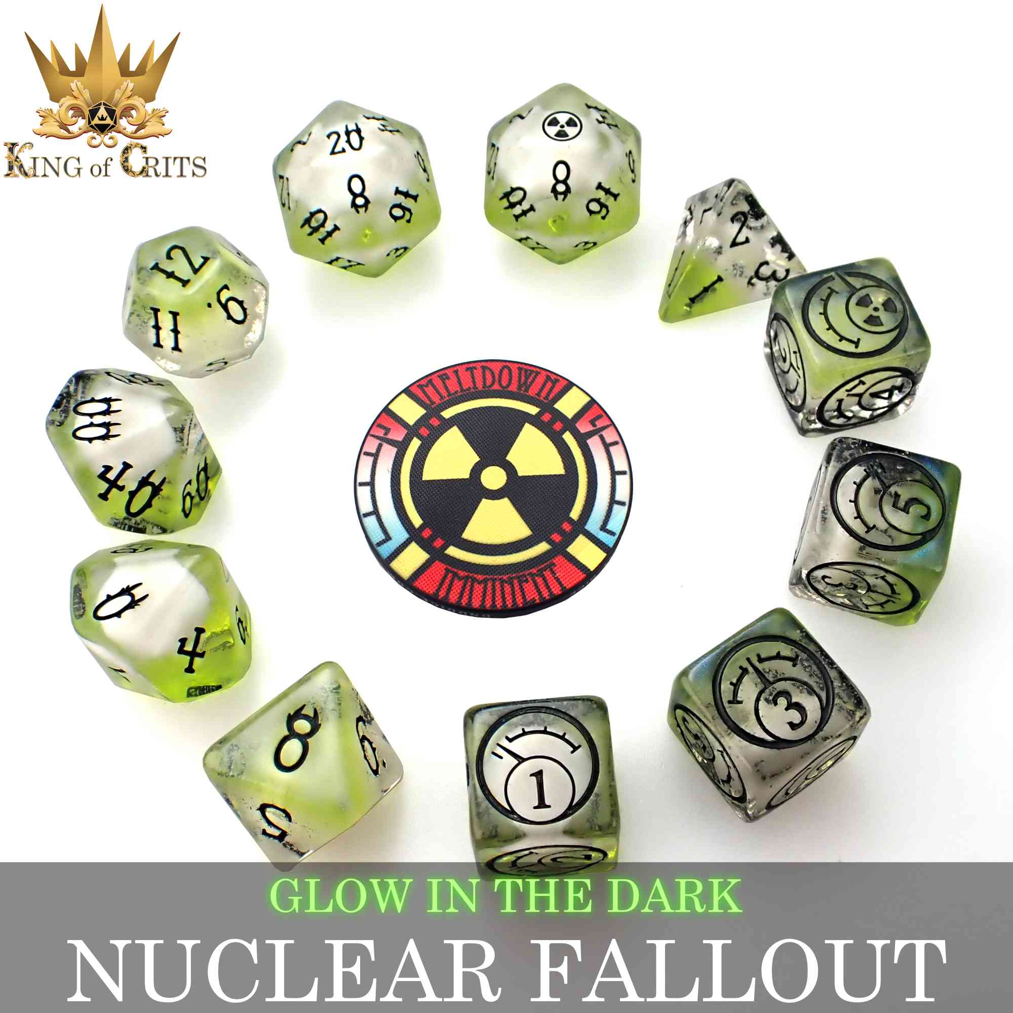 Nuclear Fallout - 11 Dice Set (Glow)