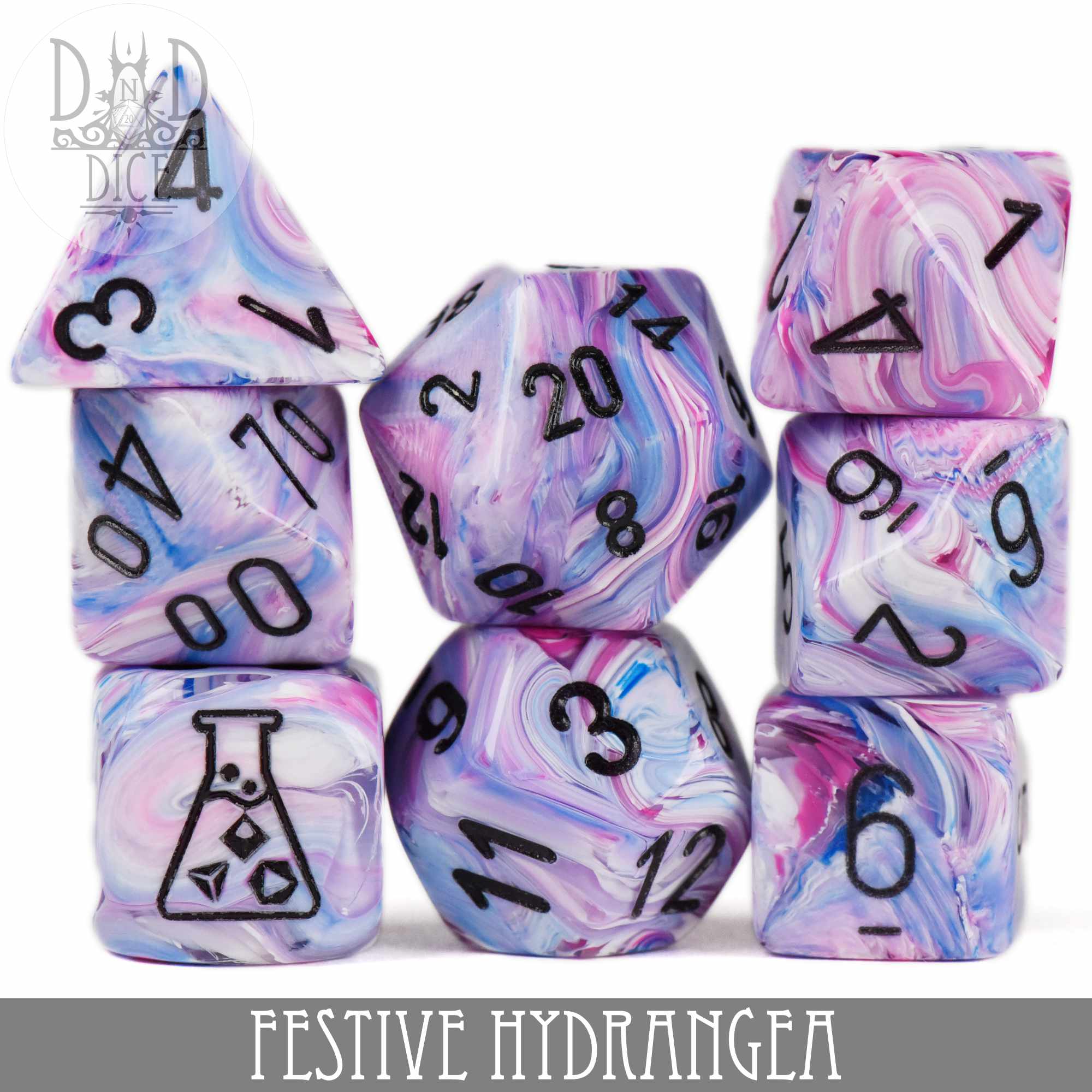 Festive Hydrangea - 8 Dice Set