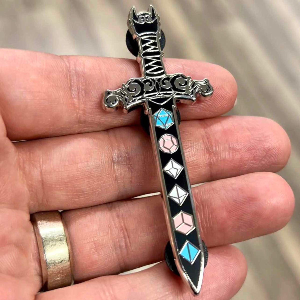 Trans Sword Trans Dice Sword Pin