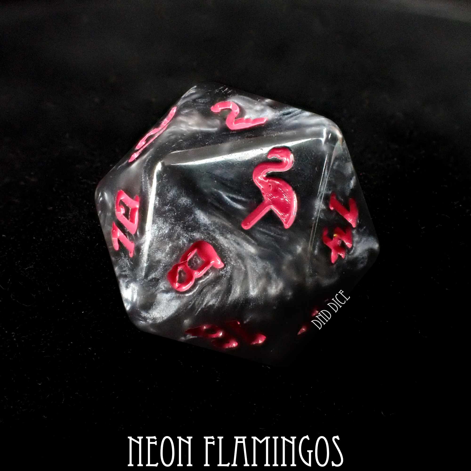 Neon Flamingos - 11 Dice Set